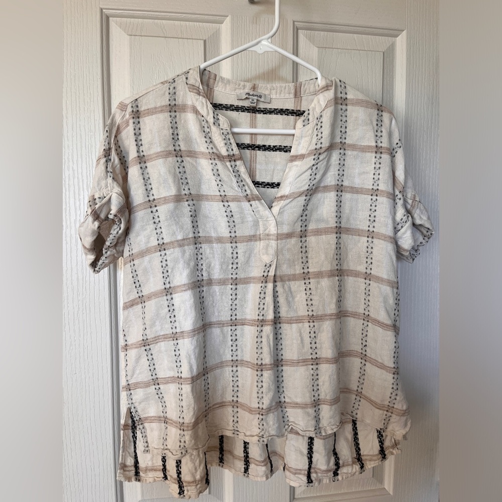 Madewell Lakeline popover shirt in windowpane XS